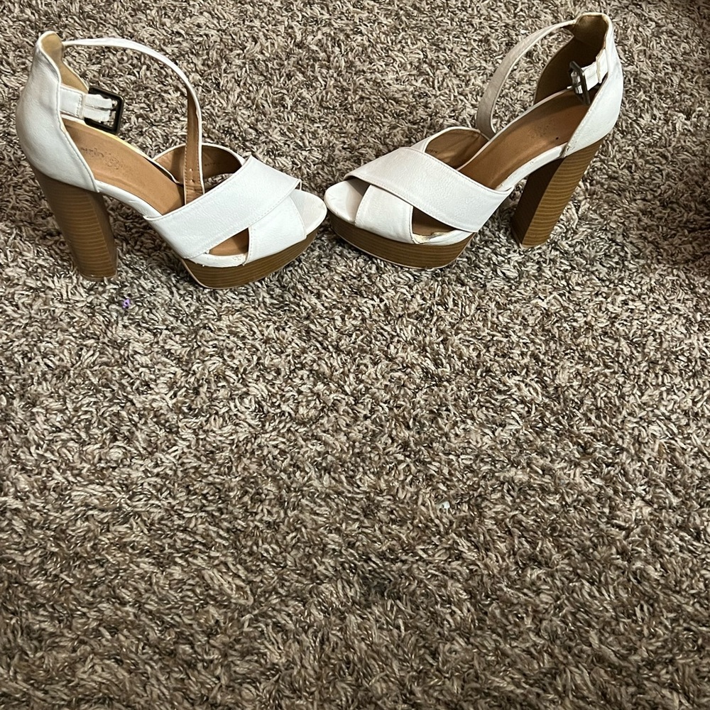 White strapped heels